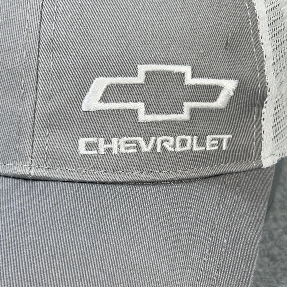 Chevrolet Trucker Hat Snapback Gray White Mesh Back Cap